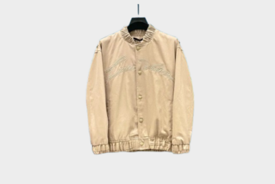 LV Embroidered Cotton Blend Bomber Beige