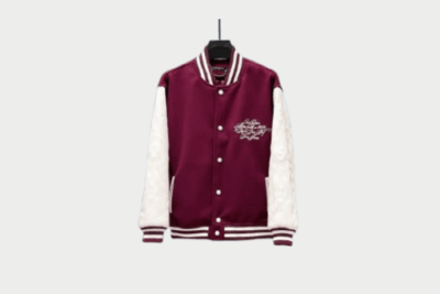 LV Embroidered Calfskin Varsity Jacket Red/White