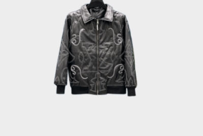 LV Leather Bomber Jacket Black