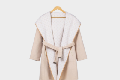 LV Long Wool Coat Tan/White