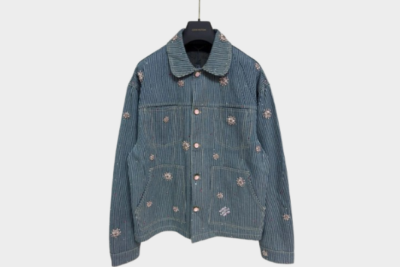 LV Embellished Workwear Jacket Light Blue