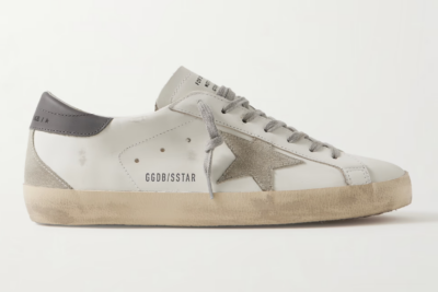 Golden Goose Super-Star Distressed Suede-Trimmed Leather Sneakers