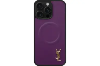 YSL Purple Prime Magsafe Design iPhone Case Mini Logo Gold