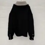 LV Chunky Wool Half Zip Pullover Black - Image 2