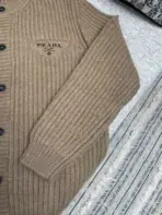 Prada Cashgora Cardigan Natural Brown - Image 2