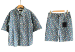 LV Damier Chambray Short-Sleeved Suite Set Multicolor