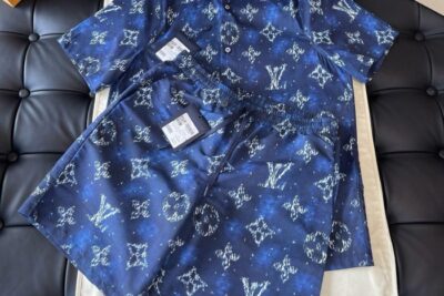 LV Printed Monogram Short-Sleeved Suite Ocean Blue