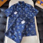 LV Printed Monogram Short-Sleeved Suite Ocean Blue - Image 2
