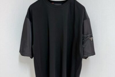 Prada Cotton T-shirt with elastane Re-Nylon Black