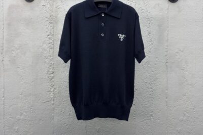 Prada Cashmere Polo T-Shirt Black