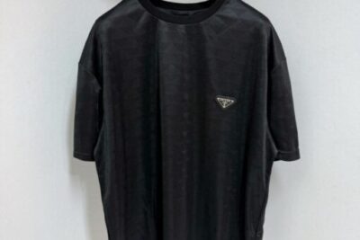Prada Black Re-Nylon and jersey T-shirt