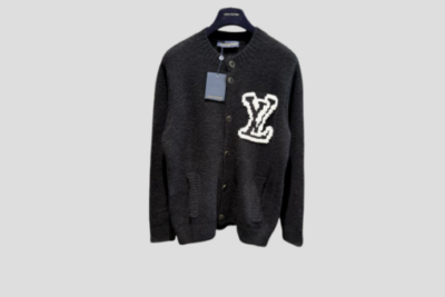 LV Chunky Intarsia Signature Cardigan Black