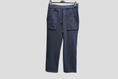 LV 3D Monogram Jogging Pants In Blue Cotton