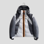 LV Technical Down Ski Jacket Gray Tones Orange zipper
