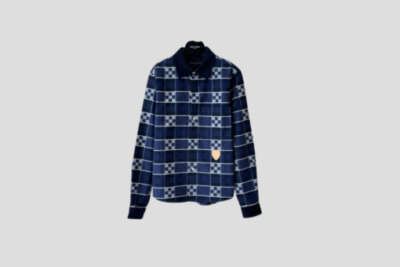 LV Flannel Shirt In Navy Blue Tones With A Damier Pattern