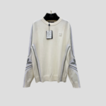 LV Graphic Knitted Crewneck In Cream And White Tones