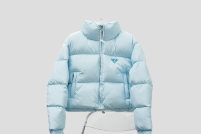Prada Cropped Down Jacket Sky Blue