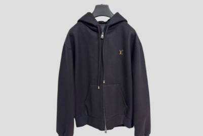 LV Tailored Technical Wool Hooded Blouson In Black