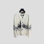 LV White Graphic Knitted Cardigan