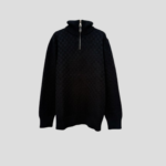 LV Cashmere-Wool Blend Half-Zip Pullover In Black