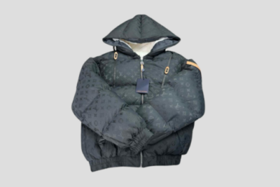LV Monogram Puffer Jacket In Black Nylon With Down Filling