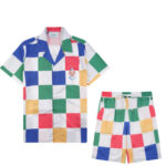 Casablanca T-shirt Tracksuits fashion Cargo Shorts Set Multicolor