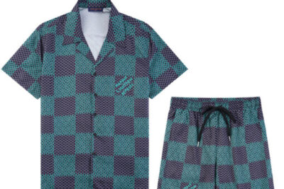 LV Checkered Short-Sleeved Casual Suit