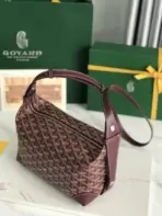 Goyard Boeing 25 Toiletry Crossbody Messenger Bag Goyardine Canvas Leather Trim Oxblood Red - Image 2