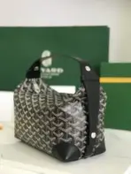 Goyard Boeing 25 Toiletry Crossbody Messenger Bag Goyardine Canvas Leather Trim Black - Image 2