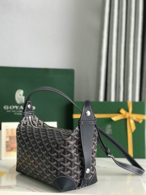 Goyard Boeing 25 Toiletry Crossbody Messenger Bag Goyardine Canvas Black - Image 2