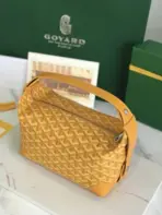 Goyard Boeing 25 Toiletry Crossbody Messenger Bag Goyardine Canvas Leather Trim Yellow - Image 2