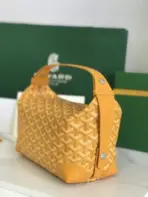Goyard Boeing 25 Toiletry Crossbody Messenger Bag Goyardine Canvas Leather Trim Yellow - Image 3