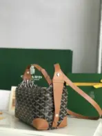 Goyard Boeing 25 Toiletry Crossbody Messenger Bag Goyardine Canvas Black With Brown Leather - Image 2