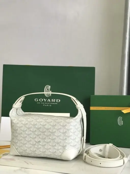 Goyard Boeing 25 Toiletry Crossbody Messenger Bag Goyardine Canvas Leather Trim White - Image 2