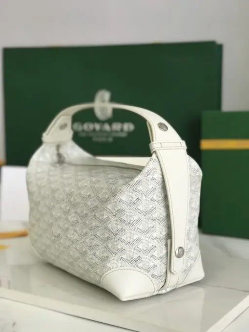 Goyard Boeing 25 Toiletry Crossbody Messenger Bag Goyardine Canvas Leather Trim White - Image 3