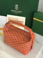 Goyard Boeing 25 Toiletry Crossbody Messenger Bag Goyardine Canvas Leather Trim Orange - Image 3