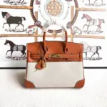 Hermes Birkin Togo Bag Brown & White