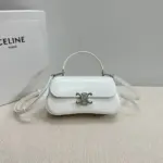 Celine Lola In Shiny Calfskin Leather Bag White