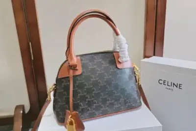 Celine Triomphe Dome Bag Green & Brown