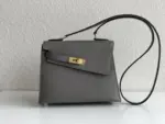 Hermes Kelly En Desordre Handmade Bag Dark Gray