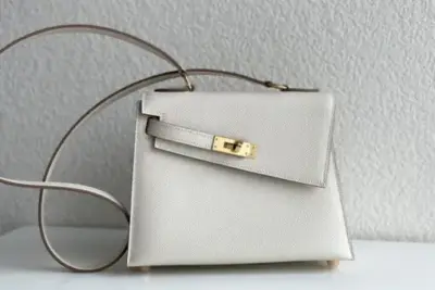 Hermes Kelly En Desordre Handmade Bag White