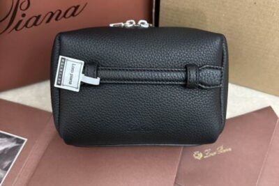 Loro Piana Cosmetic Bag Leather Black
