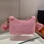Prada Raffia Grass Shoulder Bag Pink - Image 2