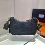 Prada Raffia Grass Shoulder Bag Black - Image 3