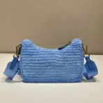 Prada Raffia Grass Shoulder Bag Blue - Image 2