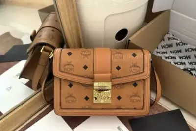 MCM Small Tracy Monogram Cross Body Bag Brown