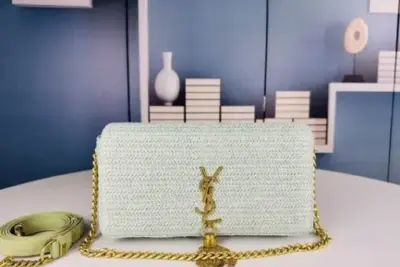 YSL Kate Handbag Taupe White