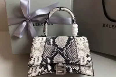Balenciaga Hourglass Bag Snakeskin Embossed Leather