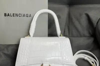 Balenciaga Hourglass Bag White Crocodile