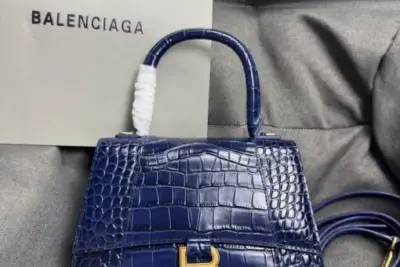 Balenciaga Hourglass Bag Blue Crocodile